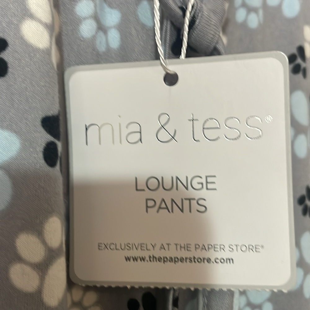 Grey paw print lounge pants, - Picture 2 of 4
